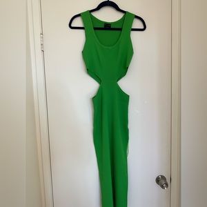 White Fox Green Ribbed Dress